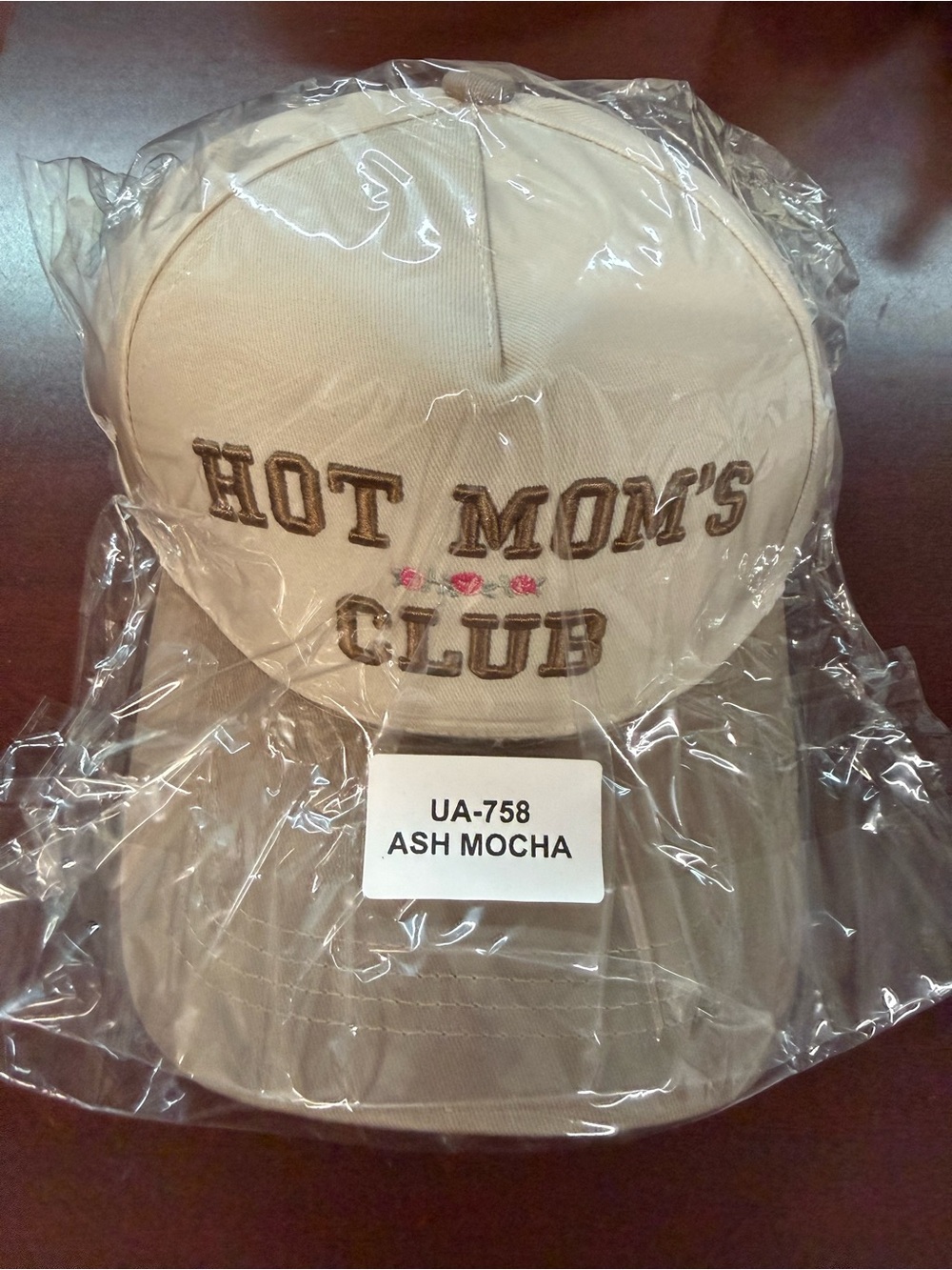 Zenana Outfitters Ash Mocha "Hot Mom's Club" Baseball Cap